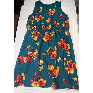 Stitch Fix Market & Spruce 3X Sleeveless Green Floral Dress Keyhole‎ Neckline